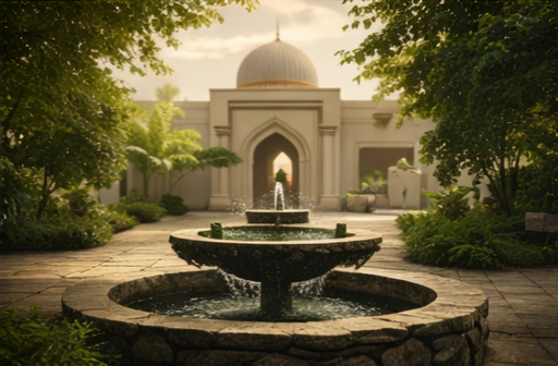 Welcoming courtyard representing calm connection