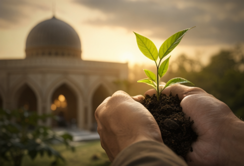 Mosque representing waqf-based sustainable initiatives